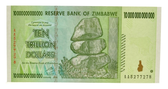 10 Trillion Dollar Zimbabwe Note