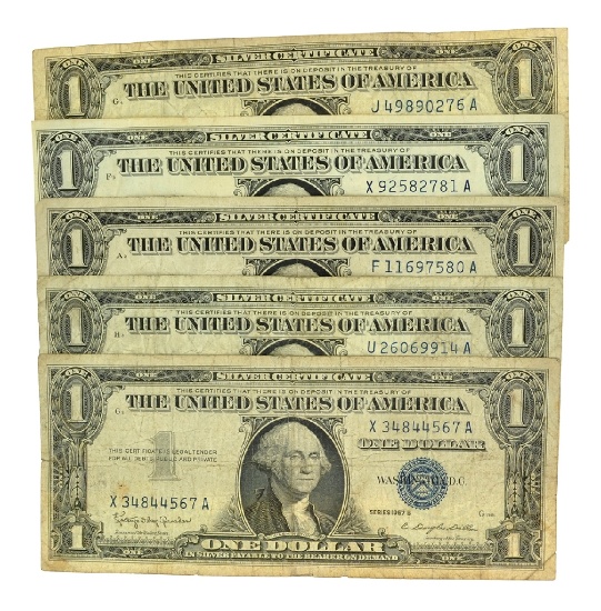 (5) 1957 $1 U.S. Silver Certificates