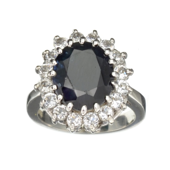 APP: 1.1k Fine Jewelry Designer Sebastian, 6.16CT Blue Sapphire And White Topaz Sterling Silver Ring