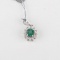 *Fine Jewelry 14 KT White Gold, 0.50CT Emerald  And 0.22CT Diamond Pendant (FJ F299)