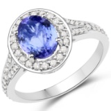 APP: 6.7k *14K White Gold 1.70 Tanzanite and White Diamond Ring Elegant Piece!