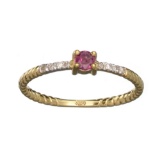 APP: 0.5k Fine Jewelry 14 KT Gold, 0.23CT Red Ruby And Diamond Ring