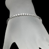 *Fine Jewelry 14 kt. White Gold, Custom Made, 2.00CT Round Brilliant Cut Diamond Bracelet