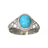 APP: 0.3k Fine Jewelry 1.94CT Blue Turquoise Sterling Silver Ring