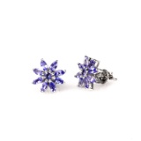 APP: 1.1k Fine Jewelry Designer Sebastian 1.20CT Mixed Cut Tanzanite And Sterling Silver Earrings