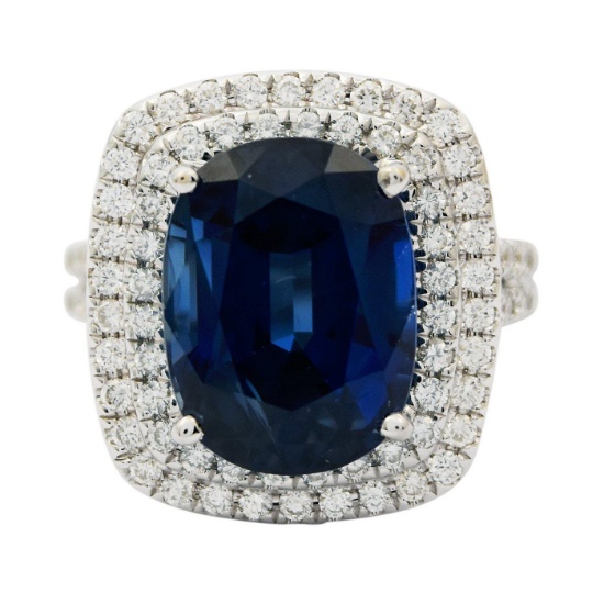 APP: 78.6k *18K Gold 11.22ct Blue Sapphire and 0.88ctw Diamond Ring (GIA CERTIFIED) (Vault_R3 7125)