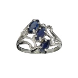 APP: 0.7k Fine Jewelry Designer Sebastian, 1.44CT Blue Sapphire And White Topaz Sterling Silver Ring