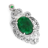 APP: 2.9k 8.66CT Green Beryl Emerald And Topaz Platinum Over Sterling Silver Pendant