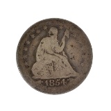 1854 Liberty Seated Arrows At Date Quarter Dollar Coin