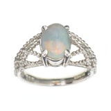 APP: 0.5k Fine Jewelry Designer Sebastian, 0.88CT Oval Cut Cabochon Opal And Sterling Silver Ring