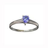 APP: 0.6k Fine Jewelry Designer Sebastian 0.25CT Pear Cut Tanzanite And Sterling Silver Ring