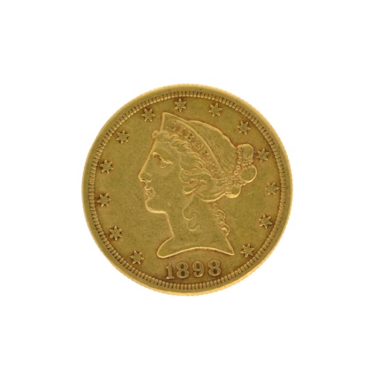 *1898-S $5 Liberty Head Gold Coin (DF)