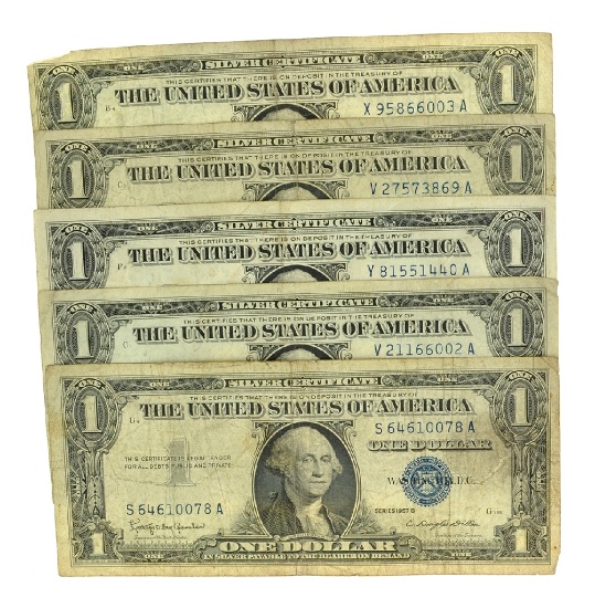 (5) 1957 $1 U.S. Silver Certificates