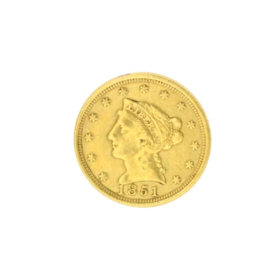 Extremely Rare 1851 $2.50 U.S. Liberty Head Gold Coin