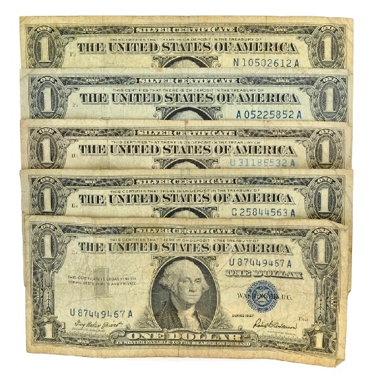 (5) 1957 $1 U.S. Silver Certificates