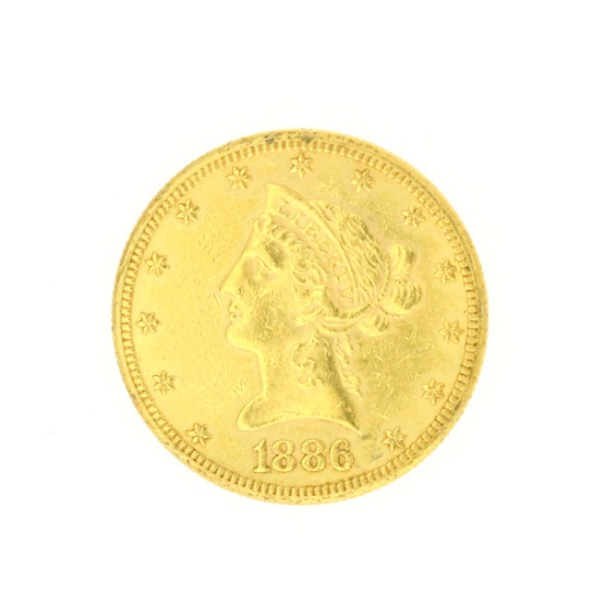 Extremely Rare 1886-S $10  U.S. Liberty Head Gold Coin