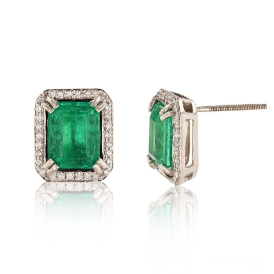 APP: 8.1k *4.29ctw Emerald and 0.33ctw Diamond Platinum Ring (Vault_R6A 14972)