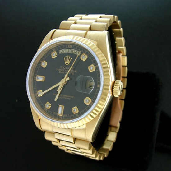 *APP: 22k 18 kt. Gold, Single Quick-Set Rolex, The President, Watch -P-