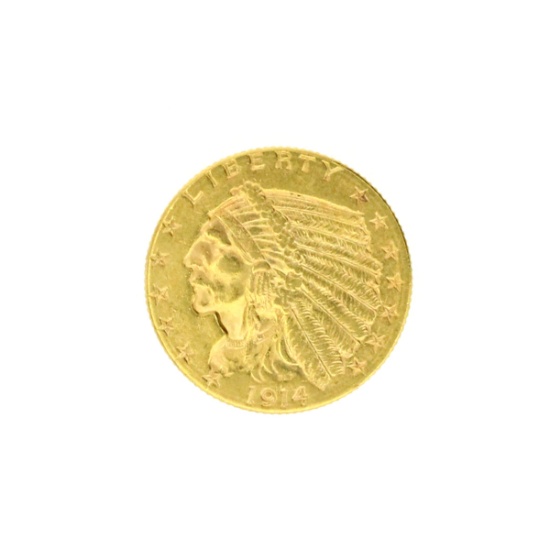 Extremely Rare 1914-D $2.50 U.S. Indian Head Gold Coin