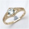 *Fine Jewelry 14K Gold, 1.90CT Aquamarine Round And White Round Diamond Ring (Q-R19289AQWD-14KY)