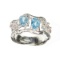 APP: 0.9k Fine Jewelry 0.75CT Blue Topaz And Colorless Topaz Platinum Over Sterling Silver Ring