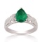 APP: 5.7k *1.48ct Emerald and 0.27ctw Diamond Platinum Ring (Vault_R6A 15040)