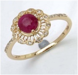 *Fine Jewelry 14K Gold, 1.88CT Ruby Round And White Round Diamond Ring (Q-R19327RWD-14KY)