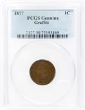 1877 1c PCGS Genuine Graffitti Coin