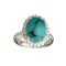 Fine Jewelry Designer Sebastian 4.68CT Oval Cut Cabochon Turquoise And Sterling Silver Ring