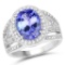 *14 kt. White Gold, 3.84CT Oval Cut Tanzanite And Diamond Ring (Q QR20945TANWD-14KW-7)