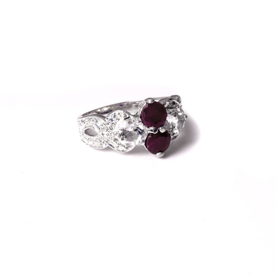 APP: 1.2k 1.02CT Round Cut Ruby And Topaz Platinum Over Sterling Silver Ring