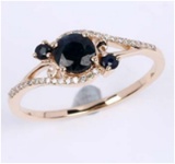 *Fine Jewelry 14K Gold, 2.12CT Blue Sapphire And White Round Diamond Ring (Q-R19324BSAPHWD-14KY)