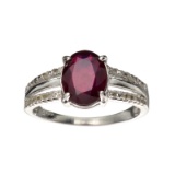 APP: 0.8k Fine Jewelry 2.15CT Ruby And Colorless Topaz Platinum Over Sterling Silver Ring