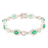 APP: 15.5k *3.34ctw Emerald and 2.15ctw Diamond Platinum Bracelet (Vault_R6A 21526)