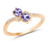 *Fine Jewelry 14K Gold, 2.23CT Tanzanite Round And White Round Diamond Ring (Q-R20533TANWD-14KY)
