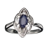 Fine Jewelry Designer Sebastian 0.75CT Blue Sapphire And Topaz  Platinum Over Sterling Silver Ring