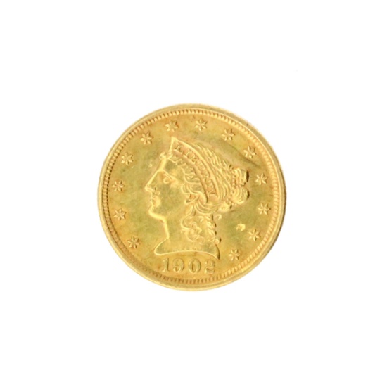 Extremely Rare 1902 $2.50 U.S. Liberty Head Gold Coin