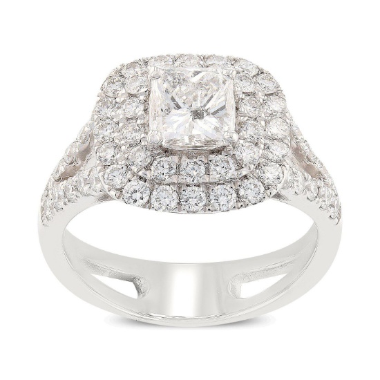 APP: 12k *0.90ct F COLOR CENTER Diamond Platinum Unity Ring (1.94ctw Diamonds) (Vault_R6A 9340)