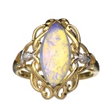 APP: 1.9k 14 kt. Yellow/White Gold, 1.56CT Opal And Diamond Ring