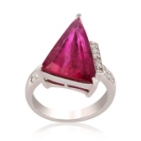 APP: 9.4k *7.24ct Pink Tourmaline and 0.23ctw Diamond Platinum Ring (Vault_R6A 14981)