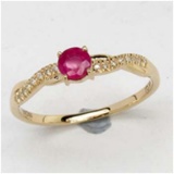 *Fine Jewelry 14K Gold, 1.62CT Ruby Round And White Round Diamond Ring (Q-R18945RWD-14KY)