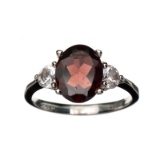 APP: 1.4k Fine Jewelry 2.50CT Almandite And Topaz Platinum Over Sterling Silver Ring