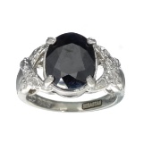 APP: 0.9k Fine Jewelry Designer Sebastian, 4.59CT Blue Sapphire And White Topaz Sterling Silver Ring