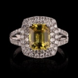 APP: 10k *2.87ct Yellow Sapphire and 1.01ctw Diamond 18KT White Gold Ring (Vault_R6A 15058)