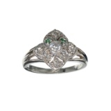 APP: 0.4k Fine Jewelry 0.31CT Round Cut Green Emerald And White Sapphire Sterling Silver Ring