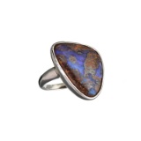 APP: 0.9k Fine Jewelry 11.50CT Free Form Blue Boulder Brown Opal And Sterling Silver Ring