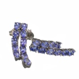 Fine Jewelry 2.88CT Oval Cut Violet Blue Tanzanite And Platinum Over Sterling Silver Earrings