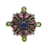 Rare Designer Sebastian Vintage, Multi - Color Semi Precious Stone And Sterling Silver Ring