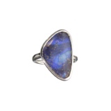 APP: 0.9k Fine Jewelry 6.81CT Free Form Blue Boulder Brown Opal And Sterling Silver Ring