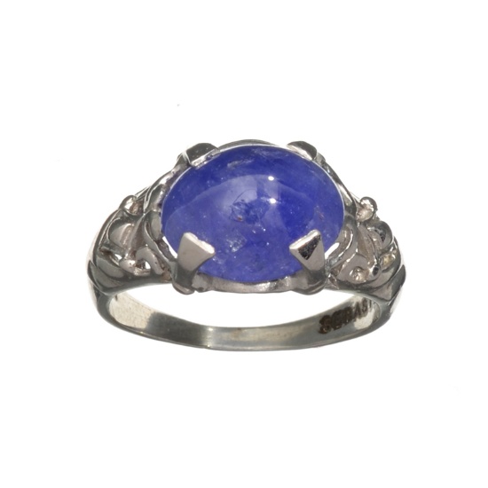 Fine Jewelry Designer Sebastian 7.65CT Oval Cut Tanzanite Platinum Over Sterling Silver Ring